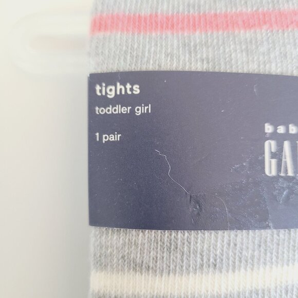 Baby Gap Toddler Girl Striped Tights 2-3 Years Gray Pink Blue 1 Pair - Picture 4 of 5